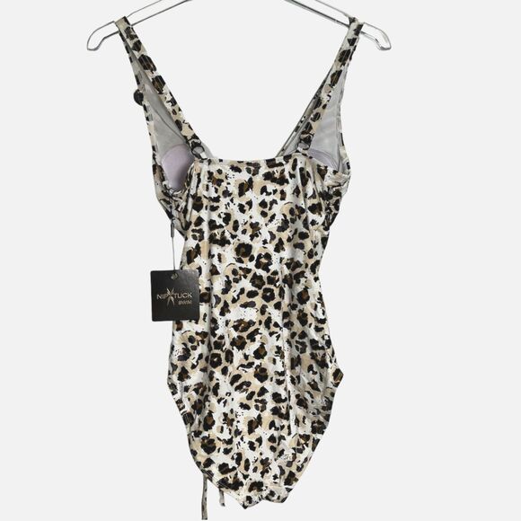 NWT NIPTUCK Swim Wild at Heart Cross Front Leopard Tummy Control One Piece US 4 - Picture 6 of 9
